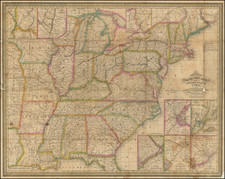 United States Map By Samuel Augustus Mitchell