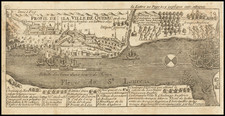 [ Quebec ]  Profil de la Ville de Quebec et de ses environs attaquee par Les Anglois en L'annee 1691 By Baron de Lahontan