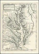 Mid-Atlantic, Maryland, Delaware, Southeast and Virginia Map By Herman Moll