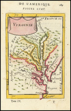 Mid-Atlantic, Southeast and Virginia Map By Alain Manesson Mallet