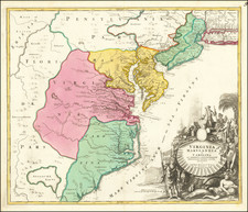 Maryland, Delaware and Virginia Map By Johann Baptist Homann