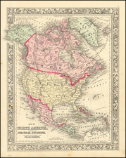 North America Map By Samuel Augustus Mitchell Jr.