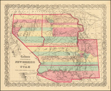Southwest, Arizona, Colorado, Utah, Nevada, New Mexico, Rocky Mountains, Colorado and Utah Map By Joseph Hutchins Colton