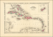 Caribbean and Bermuda Map By Alvin Jewett Johnson