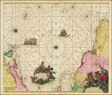 Atlantic Ocean, New England, Mid-Atlantic, Caribbean, Brazil and Canada Map By Frederick De Wit