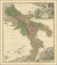 Novissima & exactissima Totius Regni Neapolis Tabula Praesentis Belli Statui Accommodata Et Exhibita . . .  By Johann Baptist Homann