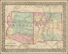 Arizona and New Mexico Map By Samuel Augustus Mitchell Jr.