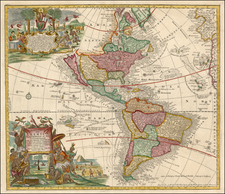 World, Western Hemisphere, South America and America Map By Matthaus Seutter