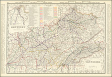 Kentucky and Tennessee Map By George F. Cram