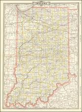 Indiana Map By George F. Cram