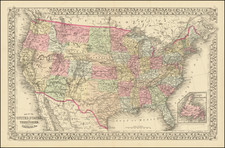 United States Map By Samuel Augustus Mitchell Jr.