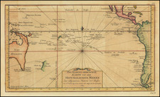 [South Pacific / Australia to South America]  Ins Kleine Gebrachte Karte von dem Mittaeglighen Meere Zur allgemeinen Historie der Reisen
