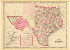 Texas Map By Alvin Jewett Johnson