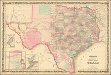 Johnson's New Map of the State of Texas By Benjamin P Ward  &  Alvin Jewett Johnson