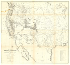 United States, Texas, Midwest, Plains, Southwest, Rocky Mountains and California Map By U.S. Pacific RR Survey