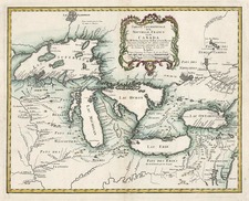 Midwest and Canada Map By Homann Heirs / Jacques Nicolas Bellin