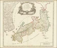 Japan and Korea Map By Gilles Robert de Vaugondy