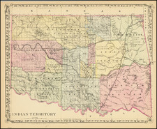 Oklahoma & Indian Territory, Colorado and Colorado Map By Samuel Augustus Mitchell Jr.