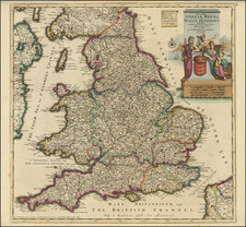 England Map By Cornelis I Danckerts