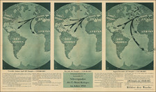 World, Atlantic Ocean and World War II Map By Bilder der Woche