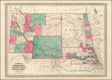 Nebraska, North Dakota, South Dakota, Idaho, Montana and Wyoming Map By Alvin Jewett Johnson