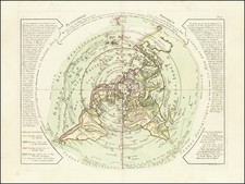 World, Northern Hemisphere and Polar Maps Map By Philippe Buache