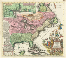 South, Southeast, Texas, Midwest and North America Map By Matthaus Seutter