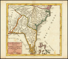 Florida, South, Southeast and Georgia Map By Gilles Robert de Vaugondy