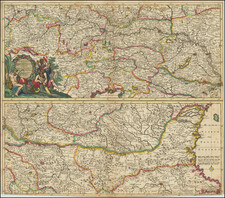 Austria, Hungary, Romania, Croatia & Slovenia, Bulgaria and Süddeutschland Map By Theodorus I Danckerts