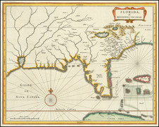 Florida, South, Southeast and Texas Map By Joannes De Laet