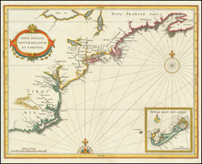 New England, New York State, Mid-Atlantic and Southeast Map By Joannes De Laet