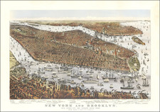 New York And Brooklyn With Jersey City And Hoboken Water Front. By Nathaniel Currier  &  James Merritt Ives