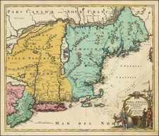 New England, New York State and Mid-Atlantic Map By Johann Baptist Homann