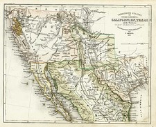 Texas, Southwest, Mexico and California Map By Joseph Meyer