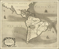 South America and America Map By Athanasius Kircher