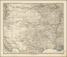 Arkansas, Texas, Plains, Kansas, Missouri, Oklahoma & Indian Territory and Southwest Map By Adolf Stieler