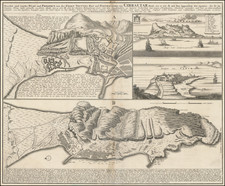 Neuester und exacter Plan und Prospect von der Stadt Vestung Bay und Fortification Von Gibraltar…1733 [with view of Cadiz]