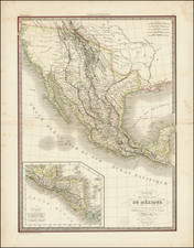 Texas, Southwest, Rocky Mountains, Mexico and California Map By Alexandre Emile Lapie