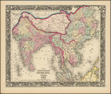 India, Southeast Asia, Malaysia and Thailand, Cambodia, Vietnam Map By Samuel Augustus Mitchell Jr.