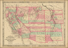 Plains, Southwest, Arizona, Colorado, Utah, Nevada, New Mexico, Rocky Mountains, Colorado, Utah and California Map By Benjamin P Ward  &  Alvin Jewett Johnson