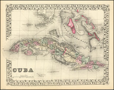 Cuba and Bahamas Map By Samuel Augustus Mitchell Jr.