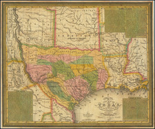 (First State!) A New Map of Texas, with the Contiguous American & Mexican States . . . 1835 By Samuel Augustus Mitchell / J.H. Young