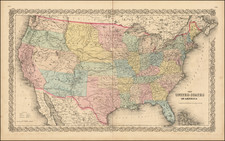 United States Map By Joseph Hutchins Colton