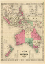 Southeast Asia, Philippines, Indonesia, Australia and New Zealand Map By Alvin Jewett Johnson