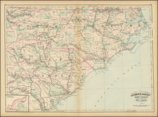 North Carolina and South Carolina Map By Asher  &  Adams