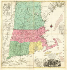 New England, Boston and American Revolution Map By Tobias Conrad Lotter / Bradock Mead