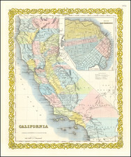 California and San Francisco & Bay Area Map By Joseph Hutchins Colton