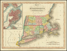 Map of the States of Massachusetts, Connecticut and Rhode Island [Large Boston Inset] By Hinton, Simpkin & Marshall