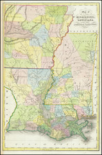 Map of the States of Mississippi, Louisiana and the Arkansas Territory By Hinton, Simpkin & Marshall