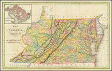 Map of the States of Virginia and Maryland (with DC inset) By Hinton, Simpkin & Marshall